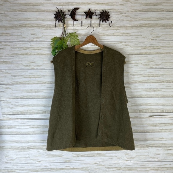 Vintage Wool Blend Military Olive Green Boxy Wool Blend Vest - Picture 1 of 3